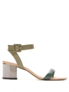 Egrey Leather Block-heeled Sandals In Green