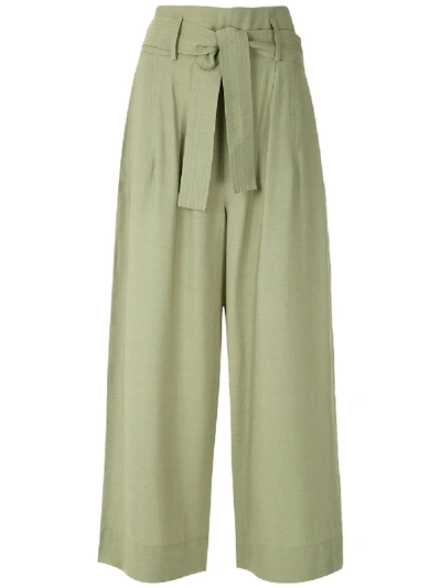 Egrey Thea Wide Leg Trousers In Green