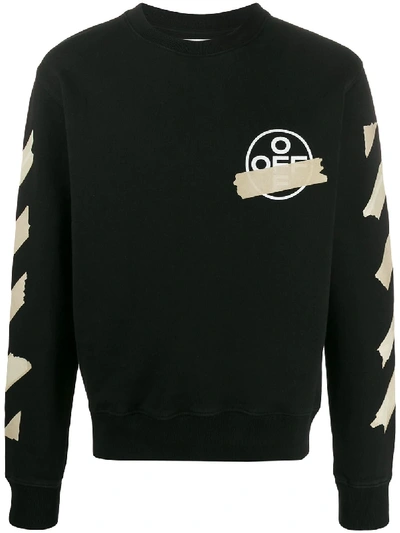 Off-white Tape Arrows Slim Crewneck Sweatshirt In Black