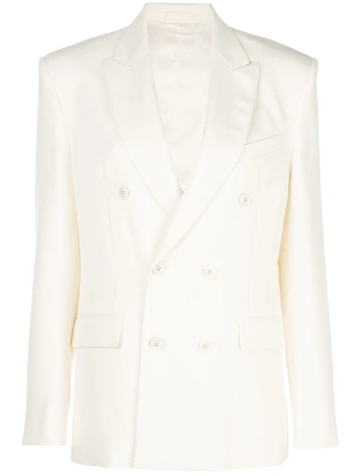 Wardrobe.nyc 双排扣初剪羊毛斜纹布西装式外套 In White