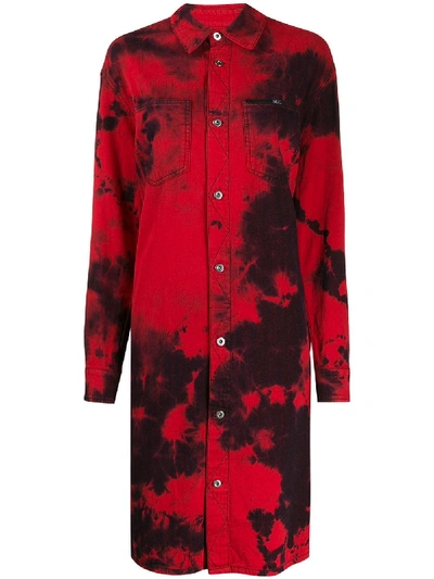 Mcq By Alexander Mcqueen Tatsuko Tie-dye Shirt Dress In Red