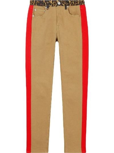 BURBERRY LEOPARD PRINT DETAIL SKINNY-FIT JEANS