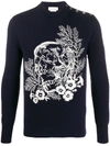 ALEXANDER MCQUEEN FLORAL EMBROIDERED SKULL JUMPER