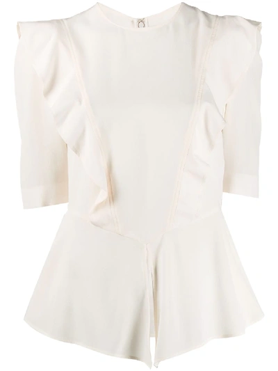 Stella Mccartney Front Slit Ruffled Blouse In Neutrals