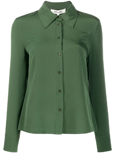 Diane Von Furstenberg Samson Crepe De Chine Shirt In Green