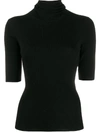 Theory Leenda R Ribbed Merino Wool-blend Turtleneck Sweater In Black