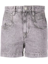 Isabel Marant Étoile Hiana Acid-washed Moto Quilted Shorts In Purple