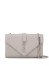 Saint Laurent Quilted Envelope Crossbody Bag In Grey