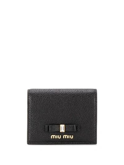 Miu Miu Bow Compact Wallet In 黑色