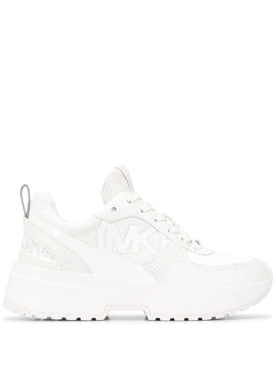 Michael Michael Kors Croc Effect Sneakers In White