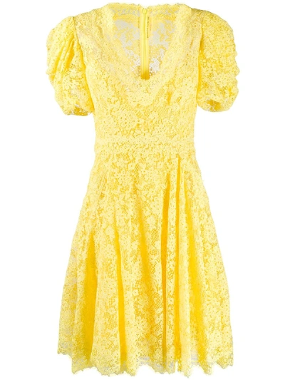Ermanno Scervino Flared Lace Dress In Yellow