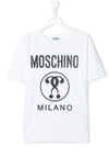 Moschino Kids' Raised Logo Short-sleeved T-shirt In White