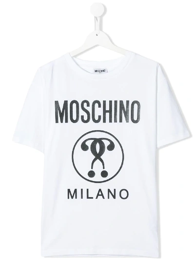 Moschino Kids' Raised Logo Short-sleeved T-shirt In White