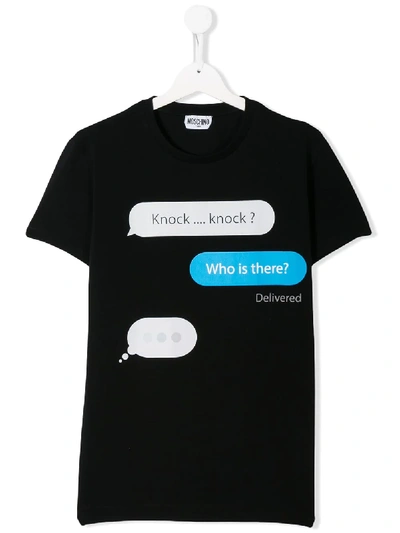 Moschino Kids' Short Sleeve Imessage T-shirt In Black