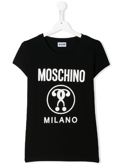 Moschino Kids' Short Sleeve Logo T-shirt In Black