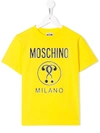 Moschino Kids' Short Sleeve Logo T-shirt In Yellow