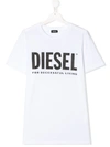 Diesel Kids' White T-shirt With Black Frontal Logo