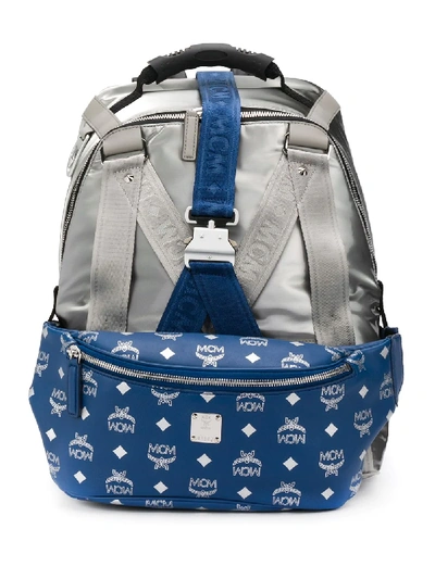 Mcm Jemison 2-in-1 Backpack In Logo Nylon In Silver