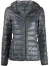 Ea7 Padded Logo Print Jacket In Grey