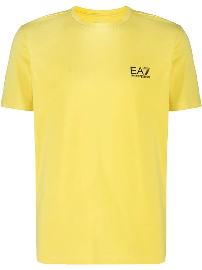 Ea7 Logo Print T-shirt In Yellow