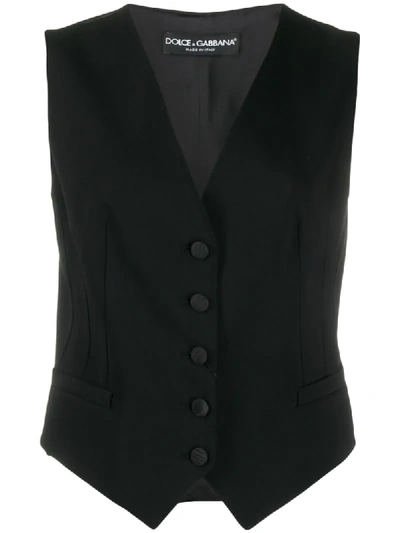 Dolce & Gabbana Fitted Single-breasted Gilet In Black