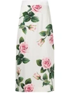 Dolce & Gabbana Rose Print Skirt In White