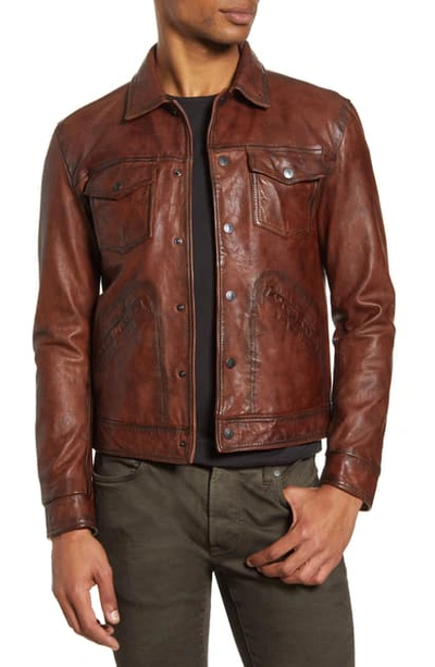John Varvatos Star Usa Leather Jacket In Terra Brown