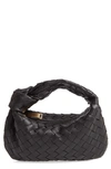 Bottega Veneta Teen Jodie Intrecciato Leather Hobo In Fire Nero
