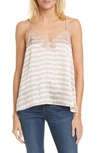 Cami Nyc The Racer Camo Print Silk Camisole In Dye Stripe