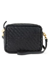 CLARE V MIDI SAC WOVEN CROSSBODY BAG,HB-CB-MS-100067-BLK