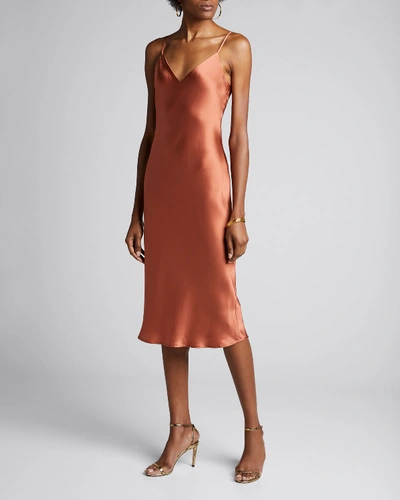 L Agence Jodie V-neck Silk Slip Dress In Medium Pink