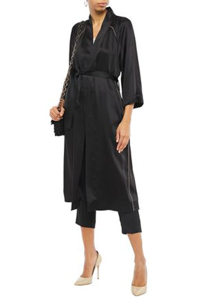 Brunello Cucinelli Bead-embellished Satin Kimono In Black