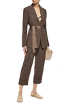 BRUNELLO CUCINELLI BEAD-EMBELLISHED PINSTRIPED WOOL SUIT,3074457345621923500