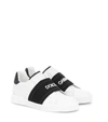 Dolce & Gabbana Kids' Portofino Light Sneakers With Elastic Rubber Logo In White