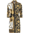 Versace Barocco Silk-twill Shirt Dress In Gold