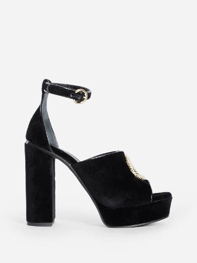 Chloé Sandals Black Velvet With Crystal Decoration