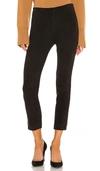 Vince Stretch Suede Split Hem Cropped Leggings In Black