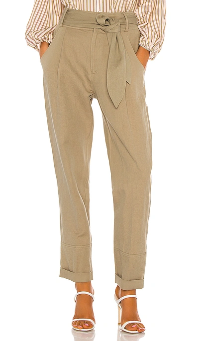 Apiece Apart Bendita Linen And Cotton-blend Twill Tapered Trousers In Army Green