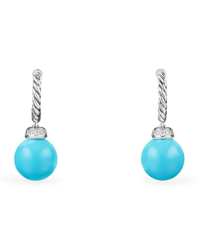 David Yurman Solari Drop Earrings With Diamonds & Reconstituted Turquoise In Blue/silver