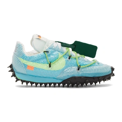 Nike + Off-white Waffle Racer Ripstop, Suede, Mesh And Rubber Sneakers In 400 Blue