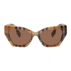 BURBERRY BURBERRY BROWN ACETATE CHECK BUTTERFLY SUNGLASSES
