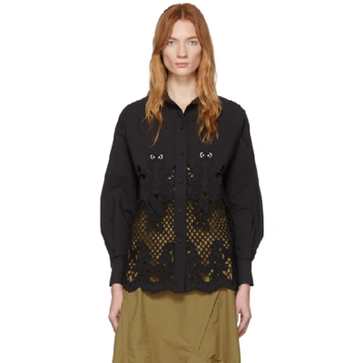 See By Chloé See By Chloe Black Broderie Anglaise Shirt In 001 Black