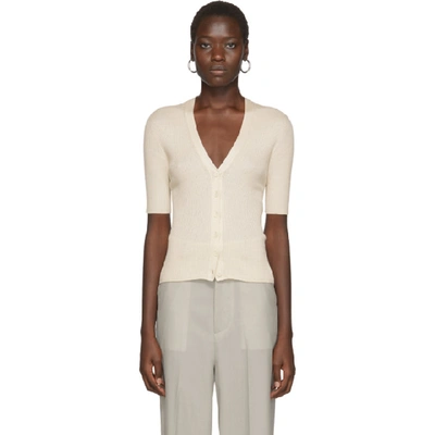 Arch The Off-white Half Sleeve Cardigan In Ivory