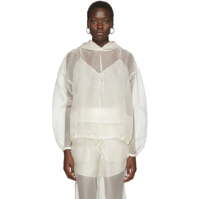 Arch The Off-white Sheer Silk Hoodie In Ivory