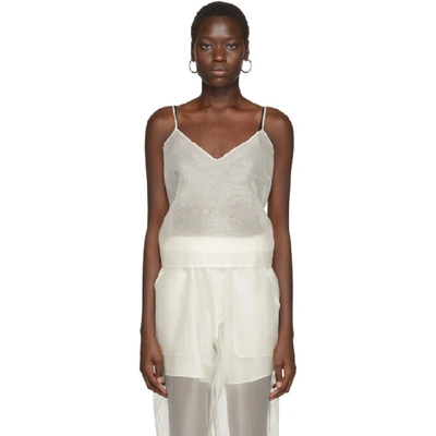 Arch The Off-white Silk V-neck Tank Top In Ivory
