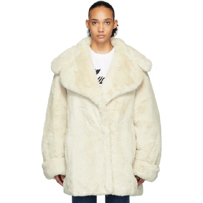 We11 Done We11done Off-white Faux Fur Coat In Ivory