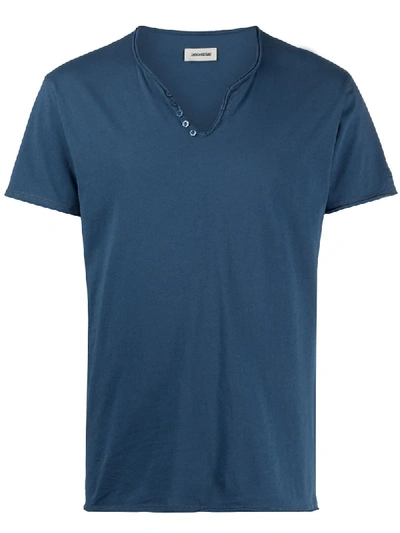 Zadig & Voltaire Front Button T-shirt In Blue