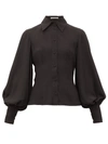 EMILIA WICKSTEAD Raven bishop-sleeve slim-fit crepe shirt