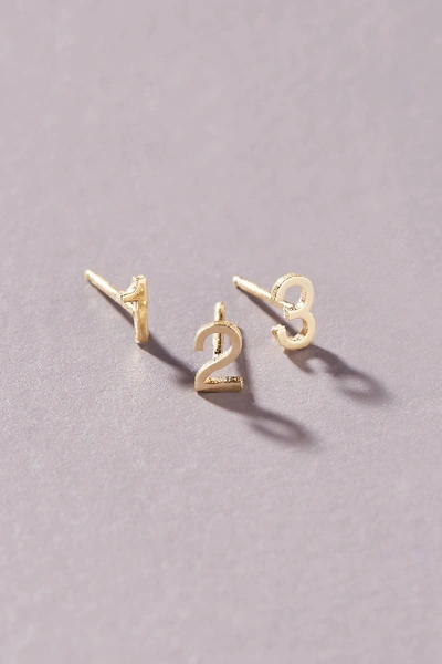 Maya Brenner 14k Yellow Gold Numeral Post Earring In Black