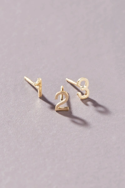 MAYA BRENNER 14K YELLOW GOLD NUMERAL POST EARRING,55458046